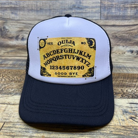 Ouija Board Mens Trucker Hat Black Snapback Witchcraft Spirit 90s Horror Game - Picture 2 of 8